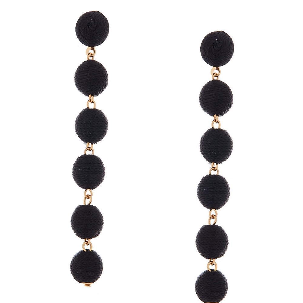 NEW Black 3" Thread Wrapped Ball Drop Earrings NWT - Picture 8 of 8